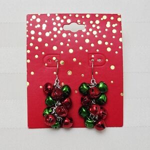 New Jingle Bell Christmas Earrings Red Green Silver Bells Dangle Holiday Jewelry
